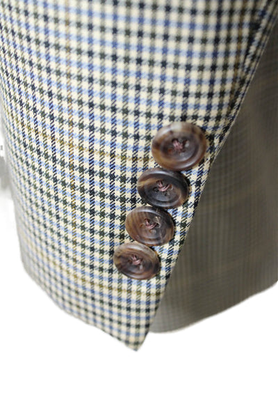 Hickey Freeman for Nordstrom Mens Tuxedo Sport Coat Beige Wool Check Size 46