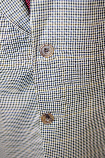 Hickey Freeman for Nordstrom Mens Tuxedo Sport Coat Beige Wool Check Size 46