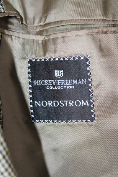 Hickey Freeman for Nordstrom Mens Tuxedo Sport Coat Beige Wool Check Size 46