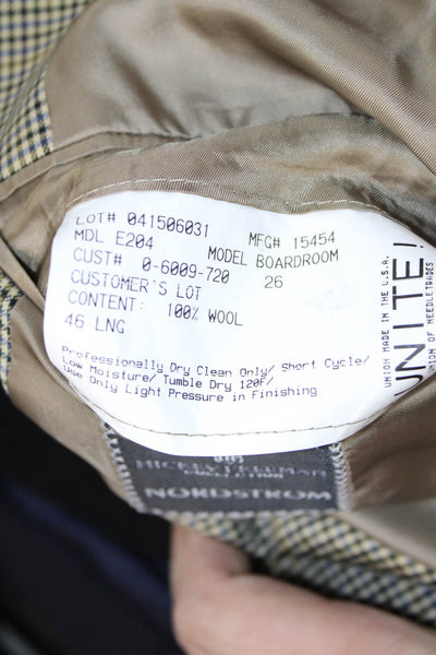 Hickey Freeman for Nordstrom Mens Tuxedo Sport Coat Beige Wool Check Size 46