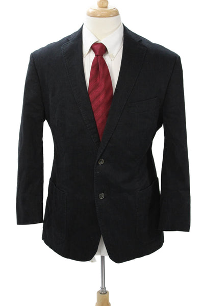 Tallia Mens Black Striped Worsted Wool Blazer Button Front Size 42