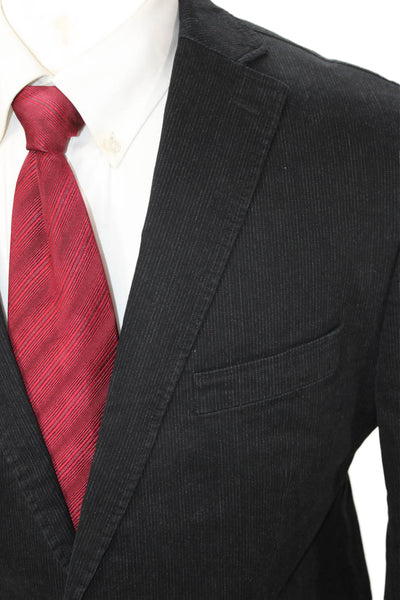 Tallia Mens Black Striped Worsted Wool Blazer Button Front Size 42