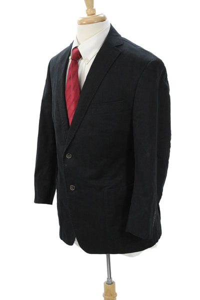 Tallia Mens Black Striped Worsted Wool Blazer Button Front Size 42