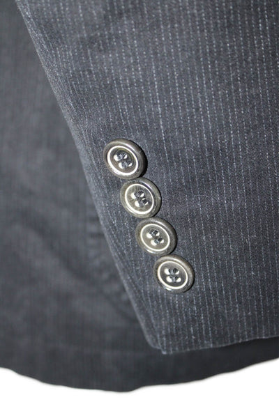 Tallia Mens Black Striped Worsted Wool Blazer Button Front Size 42