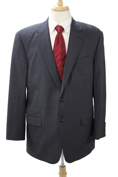 Hickey Freeman for Nordstrom Men Dark Gray Check Wool Suit Jacket Size 44
