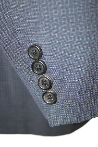 Hickey Freeman for Nordstrom Men Dark Gray Check Wool Suit Jacket Size 44