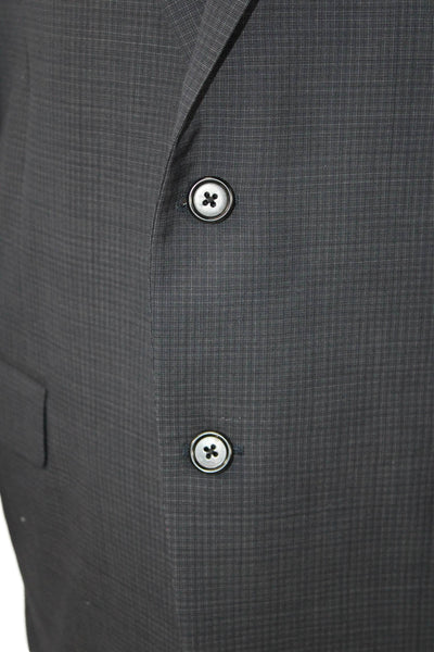 Hickey Freeman for Nordstrom Men Dark Gray Check Wool Suit Jacket Size 44