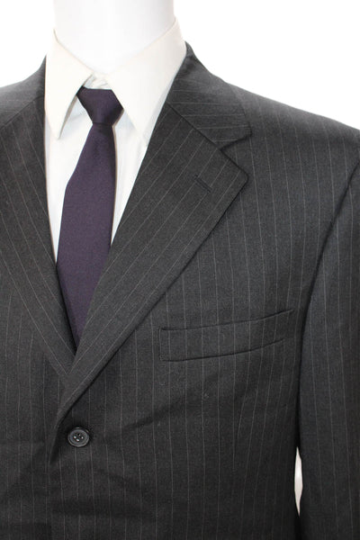 Gianfranco Ruffini Mens 2 Piece Dark Gray Striped Super100s Wool Suit Size 42