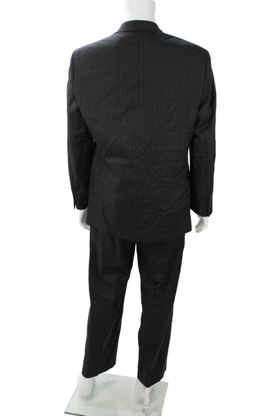 Gianfranco Ruffini Mens 2 Piece Dark Gray Striped Super100s Wool Suit Size 42