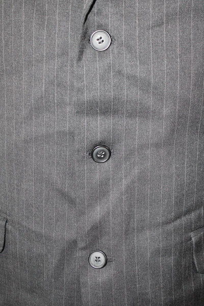Gianfranco Ruffini Mens 2 Piece Dark Gray Striped Super100s Wool Suit Size 42