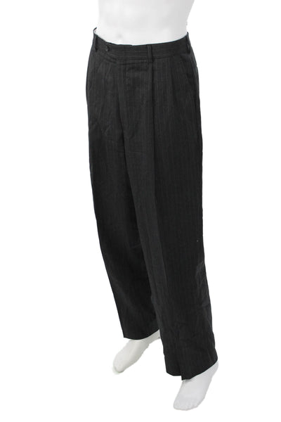 Gianfranco Ruffini Mens 2 Piece Dark Gray Striped Super100s Wool Suit Size 42