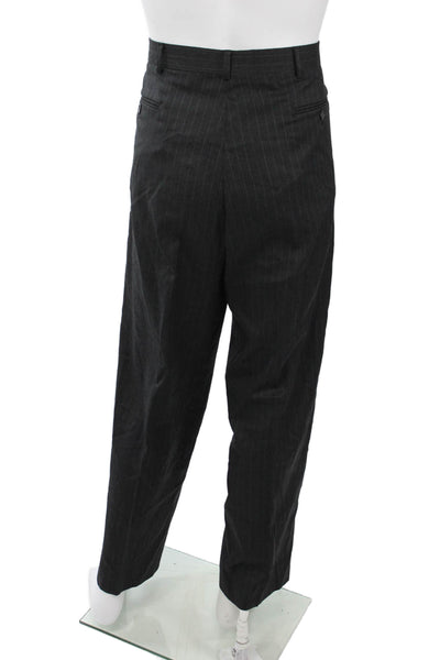 Gianfranco Ruffini Mens 2 Piece Dark Gray Striped Super100s Wool Suit Size 42