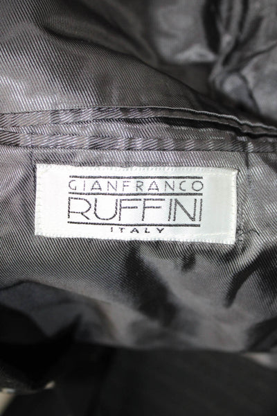 Gianfranco Ruffini Mens 2 Piece Dark Gray Striped Super100s Wool Suit Size 42