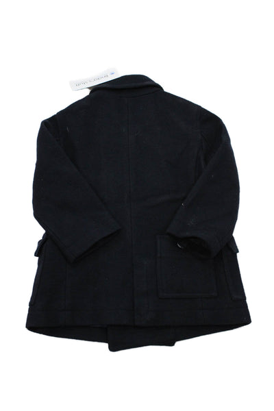 Petit Bateau Unisex Kids Wool Long Sleeve Collared Pea Coat Blue Size 3