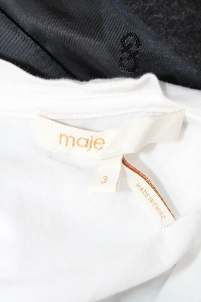 Maje Women Basic White Organic Cotton Crew Neck Short Sleeve T-Shirt Size 3
