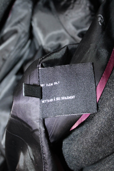Cole Haan Women Dark Gray Overcoat High Neck Long Sleeve Wool Blend Size 4