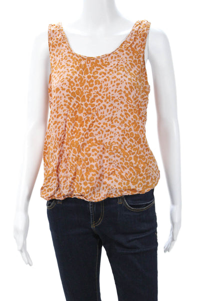 Natalie Martin Women Orange Sleeveless Tank Top Rayon Size M