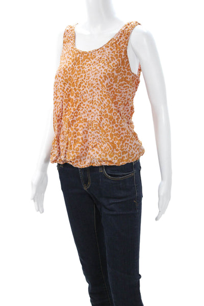 Natalie Martin Women Orange Sleeveless Tank Top Rayon Size M