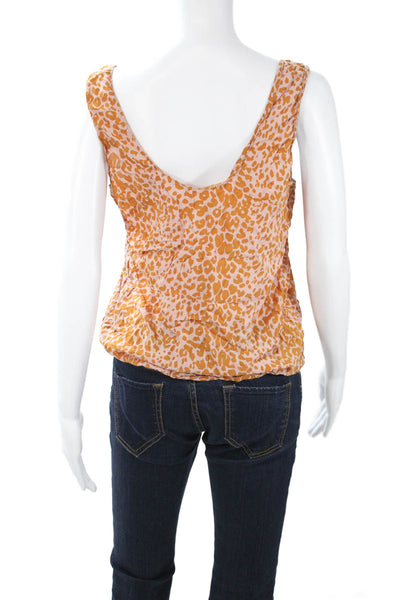 Natalie Martin Women Orange Sleeveless Tank Top Rayon Size M