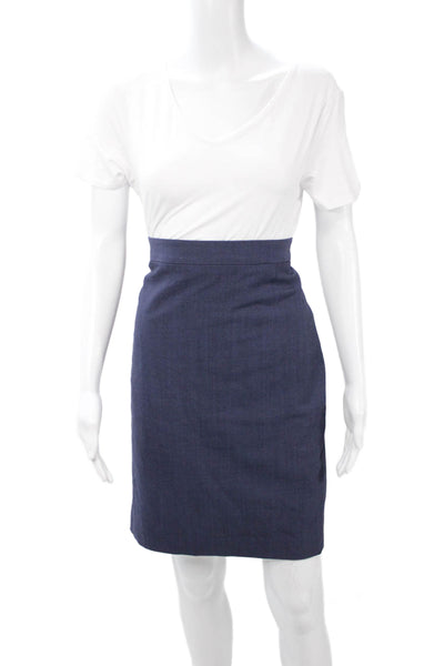 Banana Republic Womens Dark Blue Straight Pencil Wool Blend Skirt Size 14