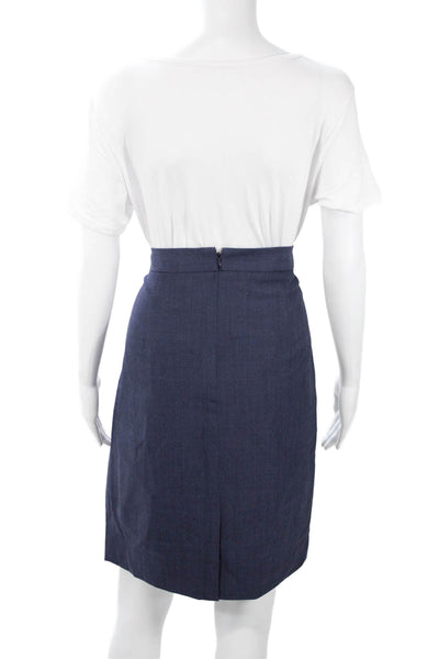 Banana Republic Womens Dark Blue Straight Pencil Wool Blend Skirt Size 14