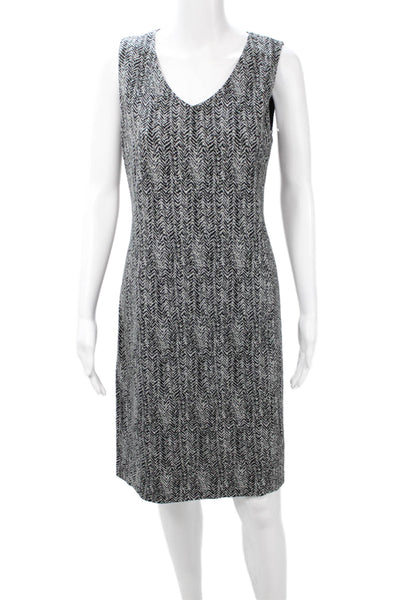 Armani Collezioni Women Sheath Sweater Dress Black Wool V-Neck Size 10