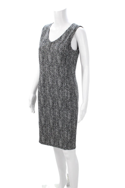 Armani Collezioni Women Sheath Sweater Dress Black Wool V-Neck Size 10