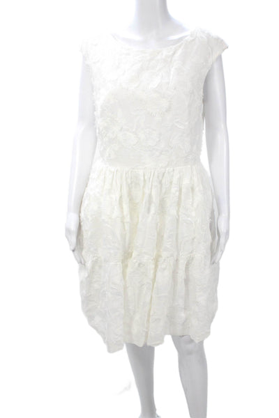 Brooks Brothers Women Fit & Flare White Floral Cotton Dress Size 12