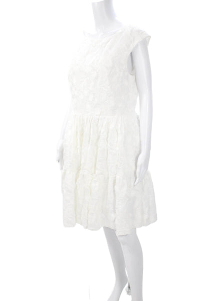 Brooks Brothers Women Fit & Flare White Floral Cotton Dress Size 12