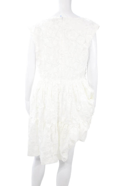 Brooks Brothers Women Fit & Flare White Floral Cotton Dress Size 12