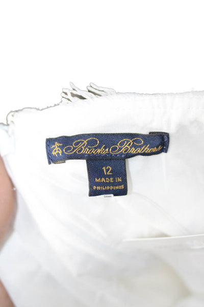 Brooks Brothers Women Fit & Flare White Floral Cotton Dress Size 12