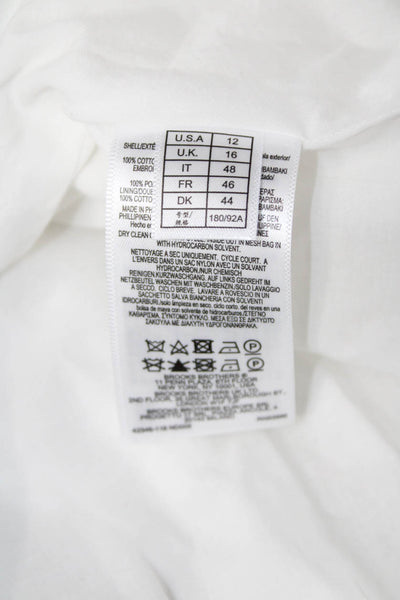 Brooks Brothers Women Fit & Flare White Floral Cotton Dress Size 12
