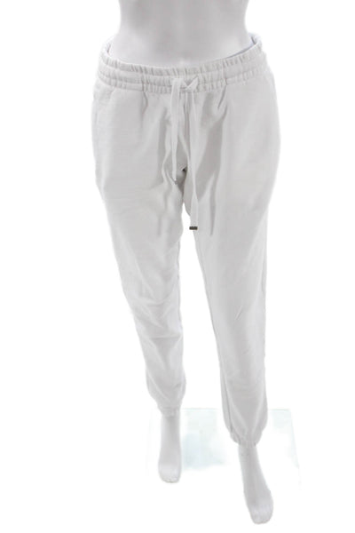 Talentless Women Jogger Sweatpants White Drawstring 100% Cotton Tall Size S