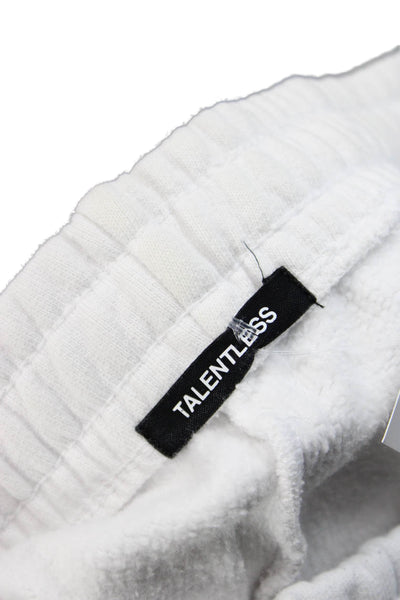 Talentless Women Jogger Sweatpants White Drawstring 100% Cotton Tall Size S