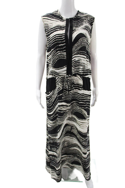 Emerson Fry Womens Maxi Shift Dress Black Silk Sleeveless Size M