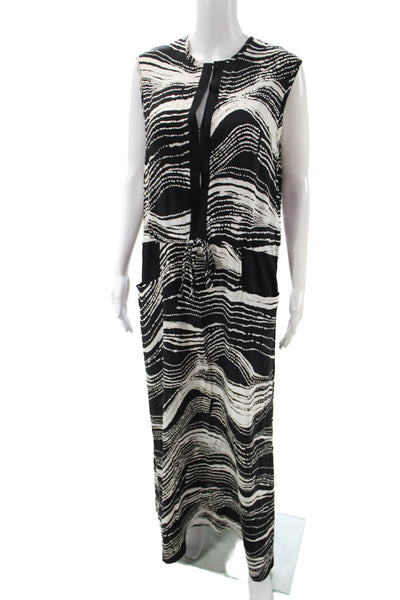 Emerson Fry Womens Maxi Shift Dress Black Silk Sleeveless Size M