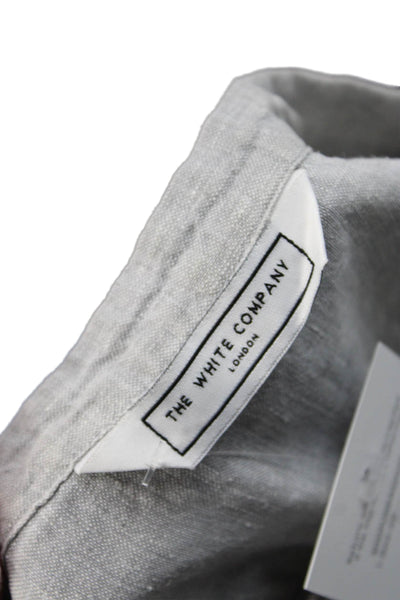 The White Company Women Shift Shirt Dress Gray Linen V Neck Short Sleeve Size S