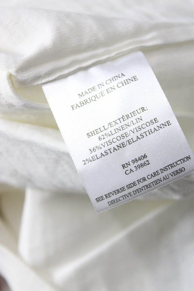 Theory Womens Shift Dress White V-Neck 3/4 Sleeve Linen Blend Petite Size S