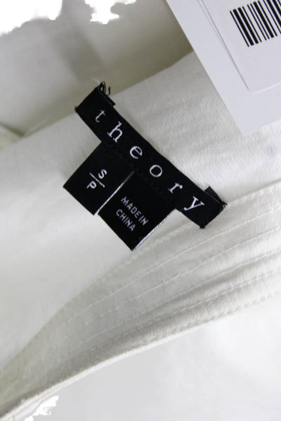 Theory Womens Shift Dress White V-Neck 3/4 Sleeve Linen Blend Petite Size S