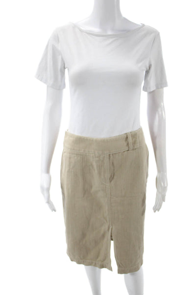 Akris Punto Women Straight Pencil Skirt Beige Cotton Elastane Size 6