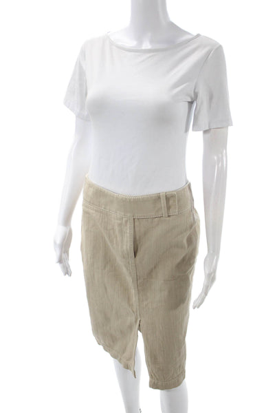 Akris Punto Women Straight Pencil Skirt Beige Cotton Elastane Size 6
