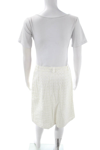 Tibi Womens A-Line Geometric White Cotton Skirt Knee Length Size 8