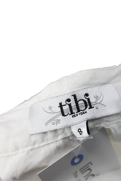 Tibi Womens A-Line Geometric White Cotton Skirt Knee Length Size 8