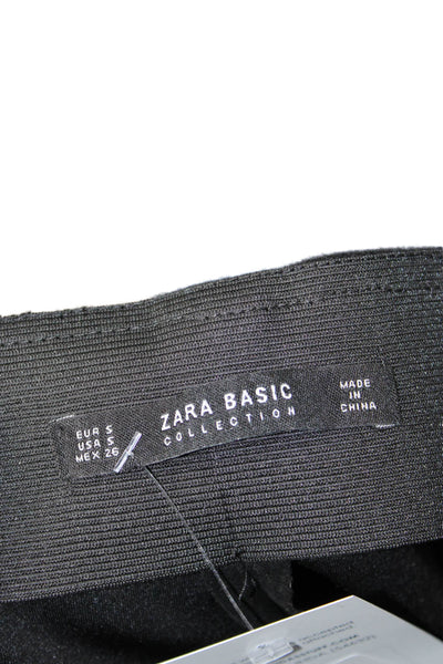 Zara Women Ankle Cropped Black Poly Spandex Blend Pants Size S