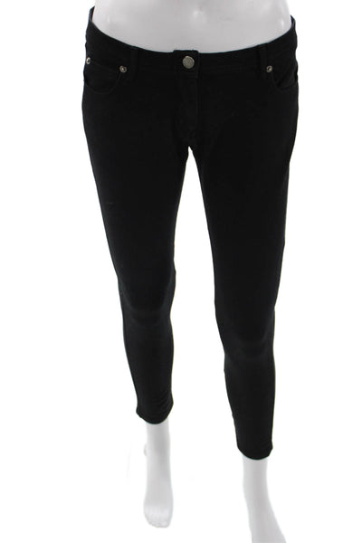 Zara Women Ankle Jeggings Black Mid Rise Cotton Blend Size M
