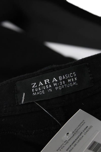 Zara Women Ankle Jeggings Black Mid Rise Cotton Blend Size M