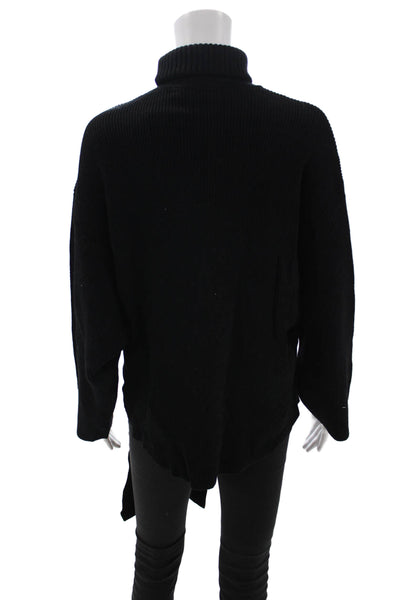 Zara Women Pullover Black Turtleneck Long Sleeve Tie Detail Size S
