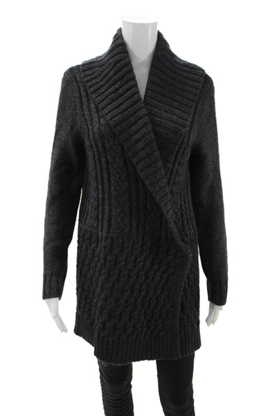 Tibi Womens Dark Gray Wool Alpaca Cardigan Sweater Long Sleeve Size S