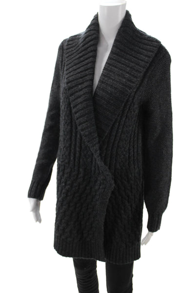 Tibi Womens Dark Gray Wool Alpaca Cardigan Sweater Long Sleeve Size S
