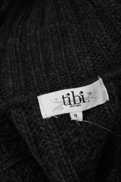 Tibi Womens Dark Gray Wool Alpaca Cardigan Sweater Long Sleeve Size S